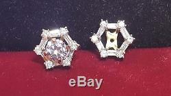 Vintage 10k Gold Earrings Estate Diamond Jackets Wedding Designer Signed Kpj