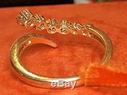 Vintage 10k Gold Genuine Graduated Diamond Snake Cluster Ring Signed Cluster
