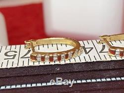Vintage 10k Gold Natural Genuine Diamond Earrings Designer Signed Zei Hoops