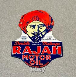 Vintage 12 1951 Rajah Motor Oil Porcelain Sign Car Gas Truck Motorcycle