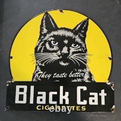 Vintage 12? Black Cat Cigarettes Porcelain Sign
