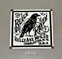 Vintage 12 Black Raven Kelly Axe Porcelain Sign Car Gas Oil Truck Motorcycle