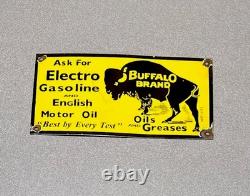 Vintage 12 Buffalo Gasoline Porcelain Sign Gas Oil Car Truck Motorcycle