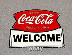 Vintage 12 Coke Cola Soda Store Porcelain Sign Gas Oil Car Truck Motorcycle