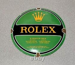 Vintage 12 Domed Rolex Watch Jewelry Porcelain Sign Car Gas Oil Truck