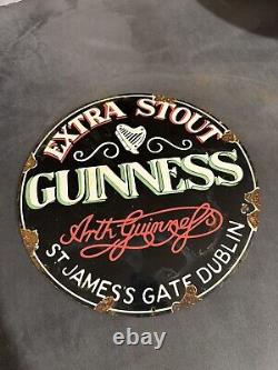 Vintage 12 Guinness Beer Porcelain Sign Car Gas Oil Truck