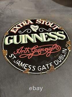Vintage 12 Guinness Beer Porcelain Sign Car Gas Oil Truck