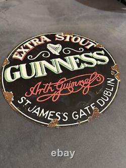 Vintage 12 Guinness Beer Porcelain Sign Car Gas Oil Truck
