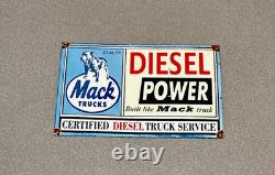Vintage 12 Mack Truck Bull Dog Porcelain Sign Gas Oil Car Motorcycle