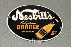 Vintage 12 Nesbitt's Orange Soda Pop Drink Porcelain Sign Car Gas Oil Truck