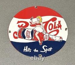 Vintage 12 Pepsi Cola Soda Pop Porcelain Sign Car Gas Truck Gasoline