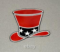 Vintage 12 Red Hat Porcelain Sign Car Gas Oil Truck