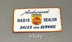 Vintage 12 Vrare Phillips Radio Dealer Porcelain Sign Car Gas Truck Gasoline