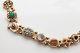 Vintage 12ct Gem Coral Opal Cameo Diamond 14k Gold Signed Slide Charm Bracelet