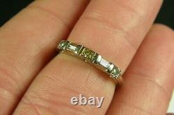 Vintage 14K Solid White Gold Art Deco Diamond Happiness Signed Ring sz. 6