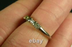Vintage 14K Solid White Gold Art Deco Diamond Happiness Signed Ring sz. 6