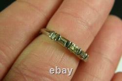Vintage 14K Solid White Gold Art Deco Diamond Happiness Signed Ring sz. 6