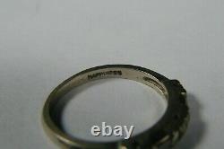 Vintage 14K Solid White Gold Art Deco Diamond Happiness Signed Ring sz. 6