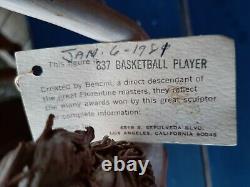 Vintage 14.5 T Bencini Basketball Player Figurine Statue Signed Italy WithTag
