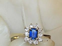 Vintage 14k Gold Blue Sapphire Diamond Ring Engagement Signed N. P. Appraisal