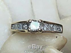 Vintage 14k Gold Diamond Ring Engagement Wedding Signed Zei Kay Princess Cut