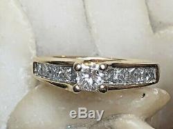 Vintage 14k Gold Diamond Ring Engagement Wedding Signed Zei Kay Princess Cut