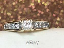 Vintage 14k Gold Diamond Ring Engagement Wedding Signed Zei Kay Princess Cut