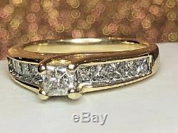 Vintage 14k Gold Diamond Ring Engagement Wedding Signed Zei Kay Princess Cut