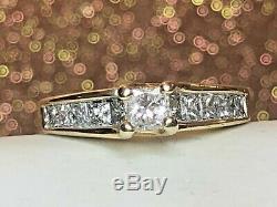 Vintage 14k Gold Diamond Ring Engagement Wedding Signed Zei Kay Princess Cut