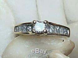 Vintage 14k Gold Diamond Ring Engagement Wedding Signed Zei Kay Princess Cut