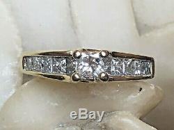 Vintage 14k Gold Diamond Ring Engagement Wedding Signed Zei Kay Princess Cut