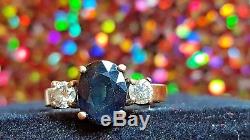 Vintage 14k Gold Genuine Blue Sapphire & Diamond Ring Effy Signed Bh Engagement