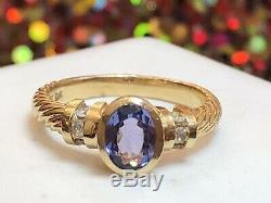 Vintage 14k Gold Genuine Natural Amethyst Diamond Ring Designer Signed Bh Effy