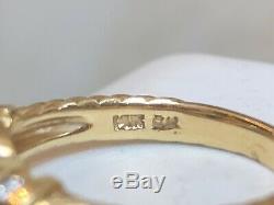 Vintage 14k Gold Genuine Natural Amethyst Diamond Ring Designer Signed Bh Effy
