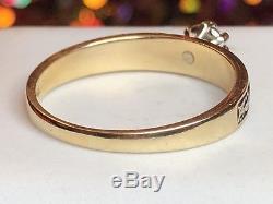 Vintage 14k Gold Genuine Natural Diamond Engagement Ring Designer Signed Fr Wed