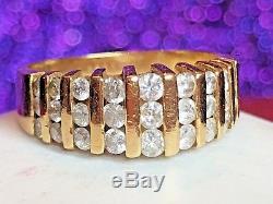 Vintage 14k Gold Genuine Natural Diamond Wedding Band Designer Signed B. J