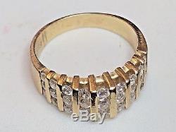 Vintage 14k Gold Genuine Natural Diamond Wedding Band Designer Signed B. J