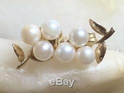 Vintage 14k Gold Grape Cultured Pearl Earrings Wedding Bridal Signed Tc Stud