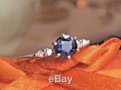 Vintage 14k Gold London Blue Topaz Ring White Sapphire Accent Signed Ljg
