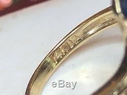 Vintage 14k Gold Natural Blue Sapphire & Diamond Ring Bypass Designer Signed. A