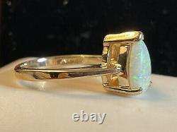 Vintage 14k Gold Natural Opal & Diamond Ring Gemstone Designer Signed Hb