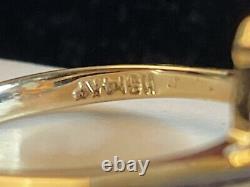 Vintage 14k Gold Natural Opal & Diamond Ring Gemstone Designer Signed Hb