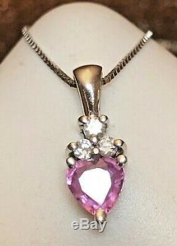 Vintage 14k Gold Natural Pink Sapphire Heart Diamond Pendant Signed Bita Effy