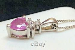 Vintage 14k Gold Natural Pink Sapphire Heart Diamond Pendant Signed Bita Effy