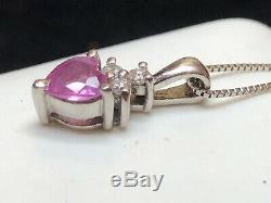 Vintage 14k Gold Natural Pink Sapphire Heart Diamond Pendant Signed Bita Effy