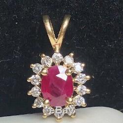 Vintage 14k Gold Natural Ruby Diamond Pendant Designer Signed Bh Effy Appraisal