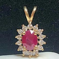 Vintage 14k Gold Natural Ruby Diamond Pendant Designer Signed Bh Effy Appraisal