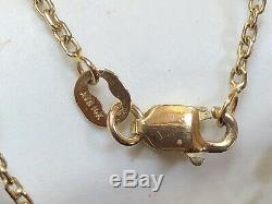 Vintage 14k Gold Necklace Gemstone Station Signed Avm Garnet Citrine Topaz