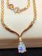 Vintage 14k Gold Opal Diamond Pendant Necklace Lavalier Chevron Signed Ci