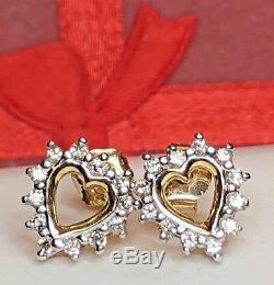 Vintage 14k White Gold Diamond Earrings Hearts Designer Signed Adl Wedding